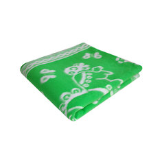 Одеяло байковое Премиум 100х140 зеленый цветочные лошадки Ермолино