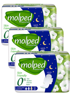 Гигиенические ночные прокладки Molped Pure & Soft Night 3 упаковки по 6 шт