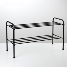 Полка для обуви, 2 яруса, цвет чёрный, 82,5×32×48,5 см Вселенная порядка