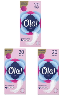 Комплект Ola! LIGHT прокладки тонкие ежед. стринг-мультиформ без аромата 20 шт/уп.х3 упак.