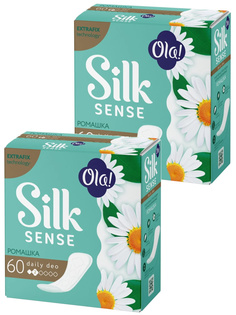 Комплект Ola! SILK SENSE DAILY DEO Прокладки впит. Ромашка 60 шт/упак.х2 упак.