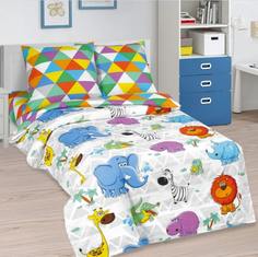 Комплект детского постельного белья АРТПОСТЕЛЬ из поплина Веселый зоопарк 1,5 спальное