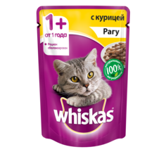 Влажный корм для кошек Whiskas рагу с курицей, 85г