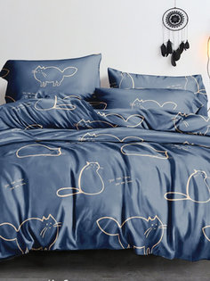 Простынь на резинке Simple House "Котики (полисатин)" 120х200 см