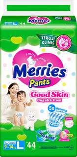 Подгузники-трусики Merries Good skin L 9-14кг 44шт КАО