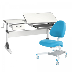 Комплект парта+кресло+органайзер+ящик Anatomica Smart-60 белый/серый с гол.Figra