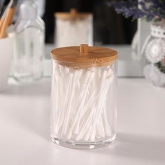 Органайзер для хранения ватных палочек, коричневый, 7 x 7 x 9,5 см Вселенная порядка
