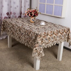 Скатерть "Карвен" печать с гипюром 160*220 М 614-3 кофейный Karven
