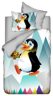 Комплект постельного белья KARVEN 3D ранфорс Penguen D019 1240 светло-серый
