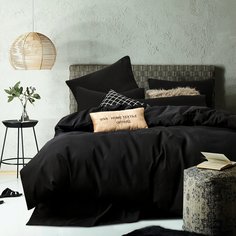 Комплект постельного белья СИТРЕЙД однотонное Blackside, Семейный, наволочки 4 шт