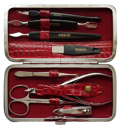 Маникюрный набор Zinger MSQC-201 S, 8 предметов, тёмно-красный