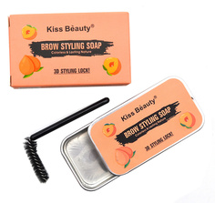 Фиксирующее воск-мыло для бровей Kiss Beauty 3D Eyebrow Styling Soap персик, 10 г