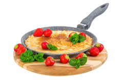 Сковорода блинная 24 см Elan Gallery ГАРМОНИЯ ВКУСА Серый мрамор, несъёмная ручка