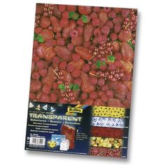 Упаковочная бумага FOLIA 7708108 Цветы и фрукты транспарентная матовая красная 0,33м