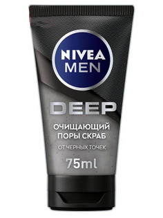 Скраб для лица против чёрных точек Nivea Men "Deep", 75 мл