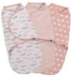 Конверт на липучке Swaddleme®, размер S/M, (3шт.), розовый/перья Summer Infant