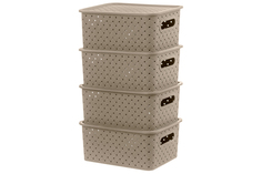 Набор 4-х корзинок с крышками 3 л EL Casa Береста капучино El Casa