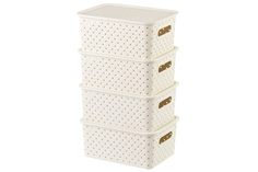 Набор 4-х корзинок с крышками 3 л EL Casa Береста слоновая кость El Casa