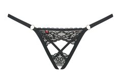 Трусы женские Obsessive Meshlove crotchless thong черные L-XL