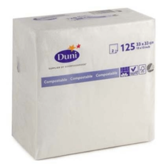 Салфетки бумажные Duni двухслойные 33 х 33 см белые 125 шт