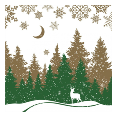 Салфетки бумажные Перышко Зимний лес 33 х 33 см 20 шт