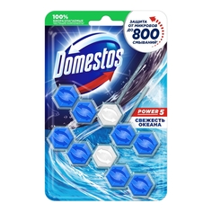 Блок для очищения унитаза Domestos power 5 свежесть океана дуо 2*55 г