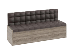 Кухонный диван Форест Скамья прямая Дуб Сонома трюфель/Кожзам коричневый Triya