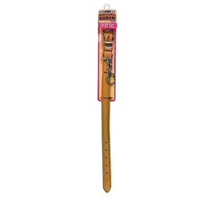 Ошейник Premium Pet Japan из кожи для собак 24-30см, до 15кг, Бежевый
