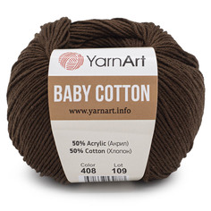 Пряжа YarnArt Baby Cotton 50г, 165м (хлопок, акрил) (408 молочный шоколад), 10 мотков