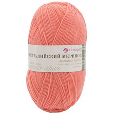 Пряжа Пехорка Австралийский меринос (351-светлый коралл), 5 мотков