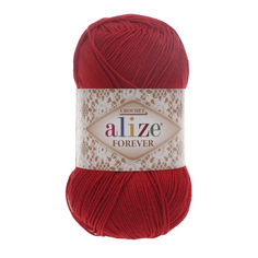 Пряжа ALIZE Forever crochet 50г, 300м (100% микроакрил) ТУ (106 красный), 5 мотков