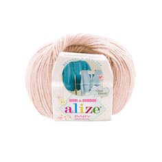 Пряжа ALIZE Baby wool 50г, 175м (бамбук, шерсть, акрил) ТУ (382 пудра), 10 мотков