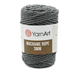 Пряжа YarnArt Macrame Rope 3мм 250г, 63м (758 антрацит), 4 мотка