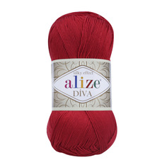 Пряжа ALIZE Diva 100г, 350м (100% микрофибра) ТУ (106 красный), 5 мотков