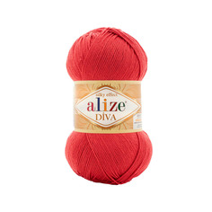 Пряжа ALIZE Diva 100г, 350м (100% микрофибра) ТУ (366 Гранатовый Камень), 5 мотков