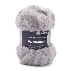 Пряжа Astra Premium Артемида 100г, 60м (100% микрофибра ПЛ) (11 светло-серый), 3 мотка