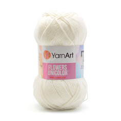 Пряжа YarnArt Flowers Unicolor 50г, 200м (хлопок, полиакрил) (730 белый), 5 мотков