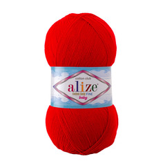 Пряжа ALIZE Cotton Gold Fine Baby 100гр, 470м (хлопок, акрил) (56 красный), 5 мотков