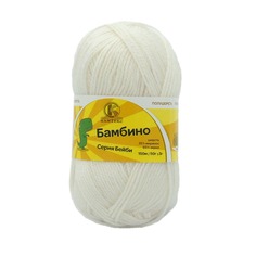 Пряжа Камтекс Бамбино 50г, 150м (35% шерсть мериноса, 65% акрил) (205 белый), 10 мотков