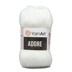 Пряжа YarnArt Adore 100г, 280м (акрил) с эффектом анти-пиллинга, (330 белый), 5 мотков