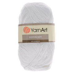 Пряжа YarnArt Cotton soft 100г, 600м (55% хлопок, 45% акрил) (01 белый), 5 мотков