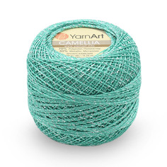 Пряжа YarnArt Camelia 20г, 190м (полиэстер, металлик) (427 мята/серебро), 10 мотков