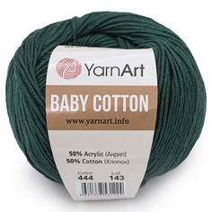 Пряжа YarnArt Baby Cotton 50г, 165м (50% хлопок, 50% акрил) (444 изумрудный), 10 мотков