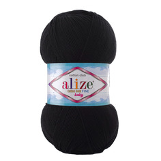 Пряжа ALIZE Cotton Gold Fine Baby 100гр, 470м (хлопок, акрил) (60 чёрный), 5 мотков