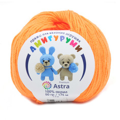 Пряжа Astra Premium Амигуруми 50г, 175 м (100% акрил) (035 оранжевый), 6 мотков