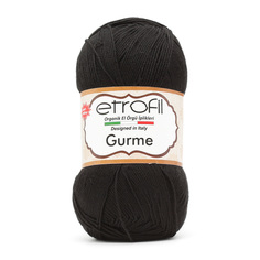 Пряжа Etrofil GURME 100г, 350м (100% акрил Premium антипиллинг) (70978 чёрный), 5 мотков