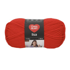 Пряжа Red Heart Lisa 50г, 133м (100% акрил) (00207 огненно-красный), 10 мотков