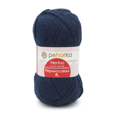 Пряжа Пехорка Мериносовая (50%шерсть, 50%акрил) (04-Т.Синий), 10 мотков