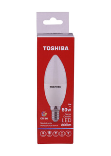 Лампа светодиодная TOSHIBA 8 Вт Е14 свеча C39 4000 K нейтральный свет 220В матовая