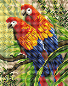 Алмазная мозаика Белоснежка «Попугаи» (Полная выкладка, 25х20 см, квадратные стразы)